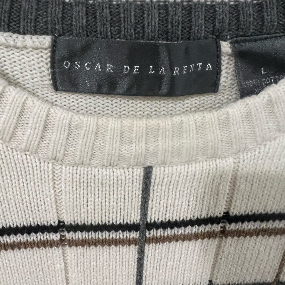 Oscar De La Renta vintage sweater, size L cream multi, 100% cotton - Picture 3 of 10